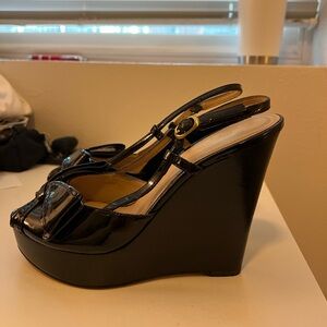 Black Wedge Sandals